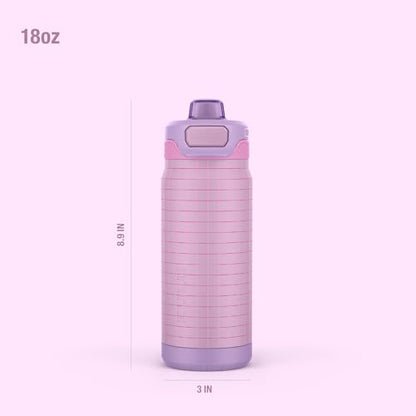 ZULU Powerfill Pro 18oz Kids Stainless Steel Water Bottle with Quick Fill Lid, Triple Wall Vacuum Insulated, Leak Proof Locking Lid, Sip & Chug, Reusable, BPA Free, Dishwasher Safe, Grape Grid - color: Grape Grid