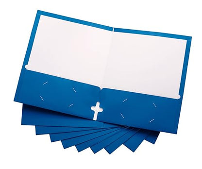 10 Pack Two Pocket Folders, Light Blue, Strong Thick Paper Folders, for Letter Size, by ACTIVITYya - color: Light Blue