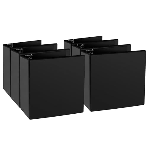 CIXILDTS 4" 3 Ring Binder, Standard 4-Inch Slant-D Ring Binder Fit Letter Size Paper, Presentation View Binders, 6 Packs, Black - color: Black, size: 4", style: 6-Pack