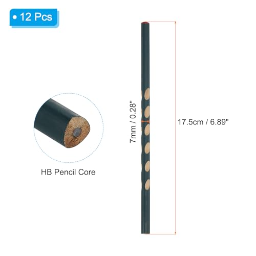 PATIKIL Round Pencils, 12 Pack Triangle HB Graphite Pencil Hole Design Woodcase Wooden Pencils with Red Top for Classroom Office Writing Drawing Supplies, Malachite Green - color: Malachite Green