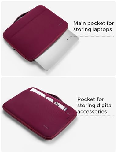 DOMISO 14 inch Laptop Case Sleeve Protective Cover Compatible with 15 inch MacBook Air M4 M3 M2,MacBook Pro,14-15 inch HP Dell ASUS Lenovo Chromebook,Waterproof Computer Cases Bag with Handle,Wine - color: Wine, size: 15" for Macbook Air