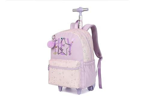 Kids Backpack for Girls Luggage School Trolley Bag with Lunch Box 3pc Set (HEY PURPLE) - color: Hey Purple