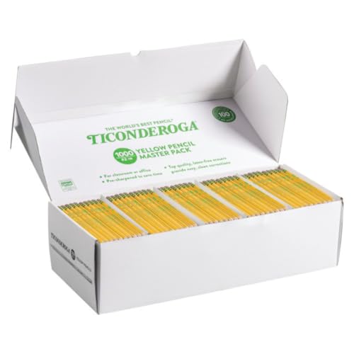 Ticonderoga Wood-Cased Pencils, Pre-Sharpened, 1000/Box, 2 Boxes | 2 HB Soft, Yellow, 2000 Pencils Total, X13100 - size: 1 Count (Pack of 2000)