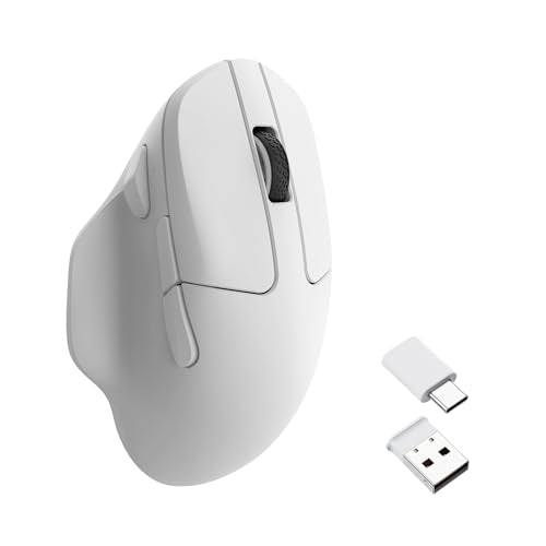 Keychron M7 Wireless Computer Mouse, 26K DPI Optical Computer Mouse, 2.4 GHz/Bluetooth/Wired with Macro Button 63g Lightweight Ergonomic, Up to 70 Hours Worktime for Laptop macOS/Windows - White - color: White, style: 1K Polling Rate
