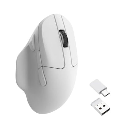 Keychron M7 Wireless Computer Mouse, 26K DPI Optical Computer Mouse, 2.4 GHz/Bluetooth/Wired with Macro Button 63g Lightweight Ergonomic, Up to 70 Hours Worktime for Laptop macOS/Windows - White - color: White, style: 1K Polling Rate