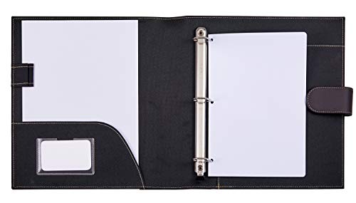 It's Academic Mini Executive Leather Portfolio Folder, 1" Ring Binder and 250-Sheet Capacity, Note Pads, and 5.5" x 8.5" Documents, 2 Pen Loops, Dark Brown Faux Leather (98295 - color: Brown, style: 8.5" x 9"