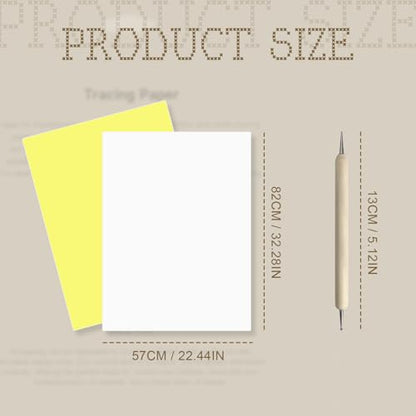 Tracing Paper for Sewing, Dressmakers Tracing Paper Large Size 32" x 22" (82x57cm) for Fashion Design and Embroidery, Yellow and White - Includes 1 Embossing Needle Painting Tool