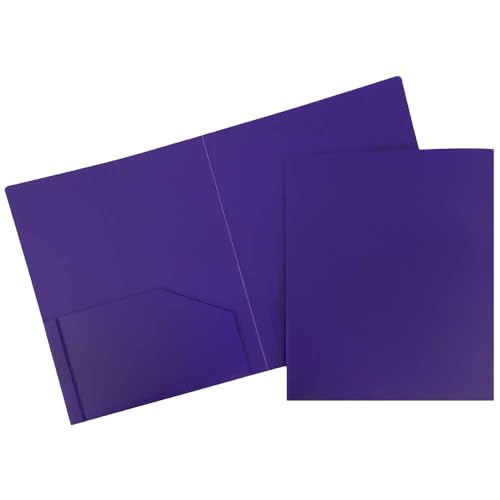 JAM PAPER Heavy Duty Plastic 2 Pocket Extra Tough School Folders - Purple - 3/Pack - color: Purple, size: 3 Per Pack
