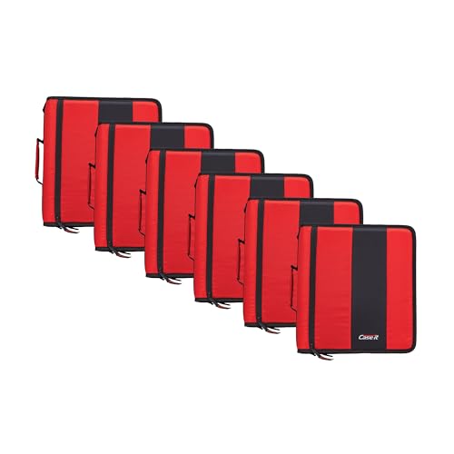 Case-it Zipper Binder | 2-Inch O-Rings | 350-Sheet | D-251 Fire Engine Red | Classic, Multiple Storage Pockets, Shoulder Strap, School & Office Organizer, 6-Pack - color: B Fire Engine Red, size: 6 Pack