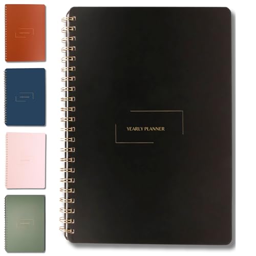 | Undated Yearly, Daily, Weekly, Monthly Planner | 8.25" x 11.75" | To Do List Notebook for Work | Simple Design | Multiple Layouts | Academic Planner and Organizer Notebook (Black, Yearly Planner - Portrait) - color: Black, size: Yearly Planner - Portrai