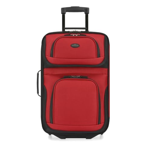 U.S. Traveler Rio Lightweight Softside Rolling Carry-on Suitcase, 2-Wheel Single, Red - color: Red, size: 21"