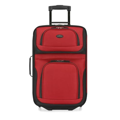 U.S. Traveler Rio Lightweight Softside Rolling Carry-on Suitcase, 2-Wheel Single, Red - color: Red, size: 21"