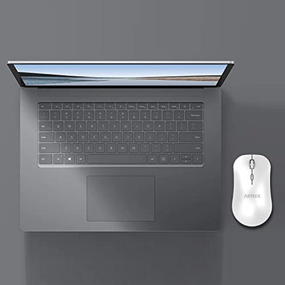 Arteck 2.4G Wireless Mouse with Nano USB Receiver Ergonomic Design Silent Clicking for Computer/Desktop/PC/Laptop and Windows 10/8/7 Build in Rechargeable Battery - White - color: White