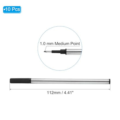 PATIKIL 1mm Pen Ink Refills, 10 Pcs Ballpoint Refill Medium Point Metal Compatible Replacement for Pen, Writing, Office, Drawing, Black - color: Black
