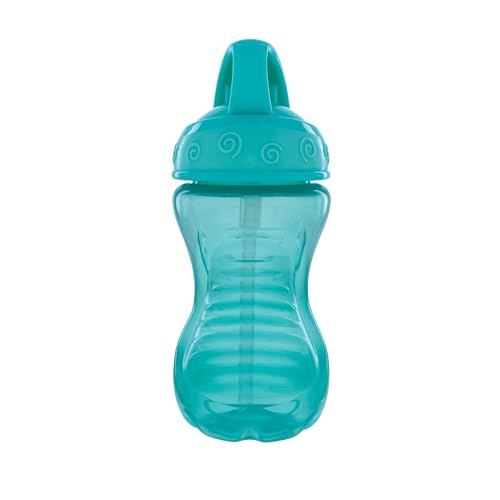 Nuby Flip-It Hard Straw Cups with Vari-Flo Straw - (2 Pack) 10 oz - Spill-Resistant - 12+ Months - Aqua/Red - color: Aqua & Red