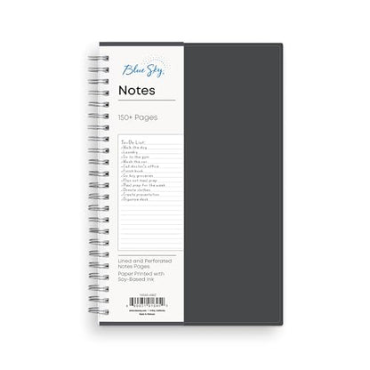 Blue Sky Notes Professional Notebook, Flexible Cover, Durable Twin-Wire Binding, Undated, Office and School (Gray, 5.5" x 8.5")