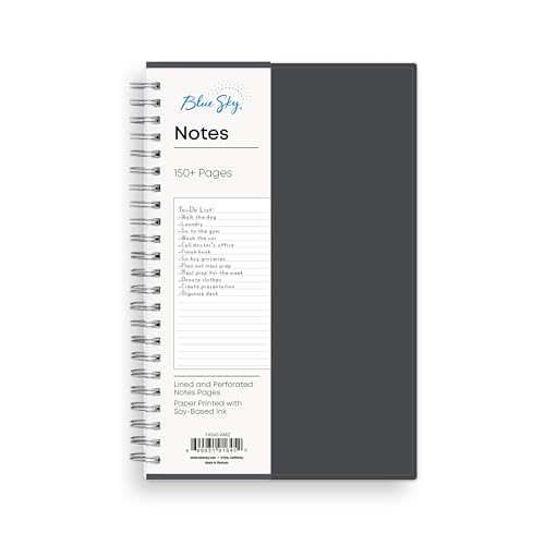 Blue Sky Notes Professional Notebook, Flexible Cover, Durable Twin-Wire Binding, Undated, Office and School (Gray, 5.5" x 8.5")