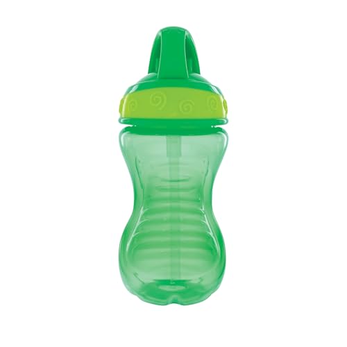 Nuby Flip-It Hard Straw Cups with Vari-Flo Straw - (2 Pack) 10 oz - Spill-Resistant - 12+ Months - Blue/Green - color: Blue & Green