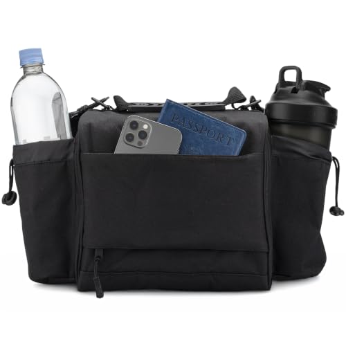 Hydra Cup Insulated Meal Prep Lunch Bag, Large Travel Lunch Box Included with Containers, Shaker Bottle, Funnels, Ice Packs, Cup Holder and Luggage Sleeve (Black) - color: Black