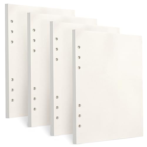 Toplive A5 Refill Paper, [4 Pack] 100GSM Thick 6 Hole Filler Inserts for 6 Ring Binder Journal Notebook - 180 Sheets (360 Pages), Blank - style: 4Pack Blank Paper