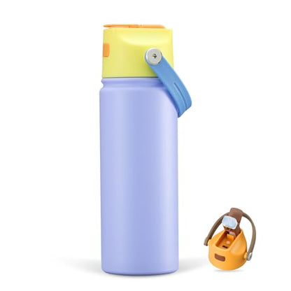 18 OZ Water Bottle for Kids, Stainless Steel Double Insulated Sports Water Bottle, Leak Proof Straw Cup for School, Gifts and Travel, BPA Free (Light Purple)