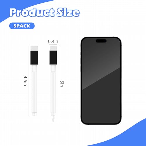5 Pcs White Dry Erase Markers Magnetic Dry Erase Marker with Eraser Cap Mini Dry Erase Markers for Blackboard (5)