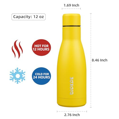 BJPKPK 12oz Water Bottles Stainless Steel Double Wall Vacuum Insulated Small Water Bottles for Travel,Yellow - color: Yellow, size: 12 Ounces