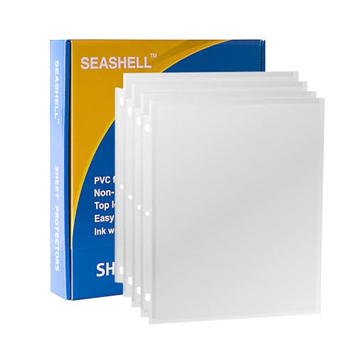 Seashell 200PCS Heavy Duty Non-Glare Sheet Protectors, Letter Size Page Protectors Reinforced 3-Hole, Plastic Sleeves for 3 Ring Binder, Top Loading for 8.5 x 11 Inch Sheets - size: heavyweight Box of 200