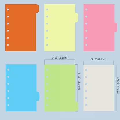 Harphia A7 6 Holes Binder Refill Value Set, 90sheets Plain Blank Loose Leaf Paper with Stickers and dividers, Planner Inserts with Binder Pockets for A7 Binder 6 Holes refillable Notebook,005dA7blank - color: Blank Paper Set, size: A7