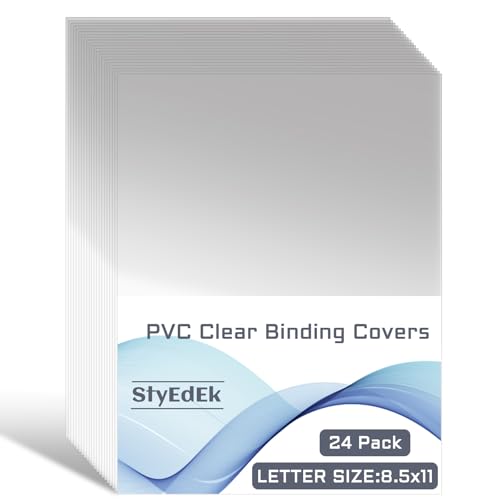 24 Pack 8.5 x 11 Inches PVC Clear Binding Covers, Letter Size 8 Mil Report Cover Sheets for Business Presentation Document Binding Office Supplies, Unpunched, Square Corners