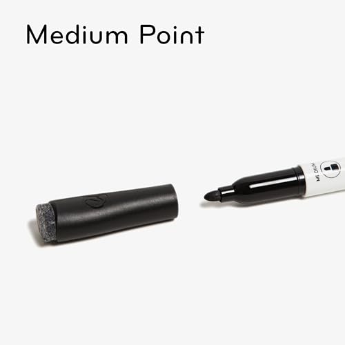 U Brands Fine Tip Dry Erase Markers with Eraser, Whiteboard Markers, Low Odor, Black, Set of 12