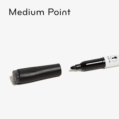 U Brands Fine Tip Dry Erase Markers with Eraser, Whiteboard Markers, Low Odor, Black, Set of 12