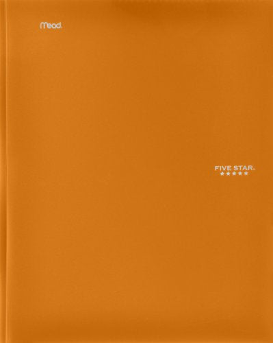 Five Star 2-Pocket Folder, Stay-Put Folder, Plastic Colored Folders with Pockets & Prong Fasteners for 3-Ring Binders, For Home School Supplies & Home Office, 11” x 8-1/2”, Orange (72903) - color: Orange