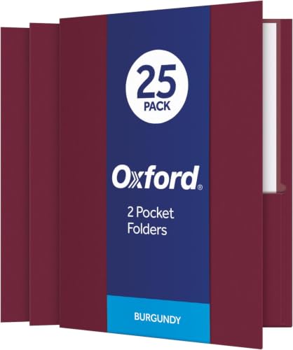 Oxford Two Pocket Folders,Textured Paper,Burgundy,for School,Home,and Office,Letter Size,25 Per Box (57557),(Pack of 5) - color: Burgundy, size: 25 Count (Pack of 5)