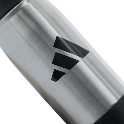 adidas Stainless Steel Metal Water Bottle 20 oz (600 mL) Straw Lid - color: Stainless Steel/Black/2