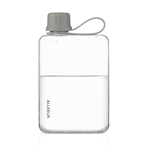 Portable Flat Water Bottle, 17 oz, Gray | BPA-Free Tritan, leakproof, slim fit for purses, lightweight for hiking, backpacking, travel - color: Gray, size: 17 Ounces