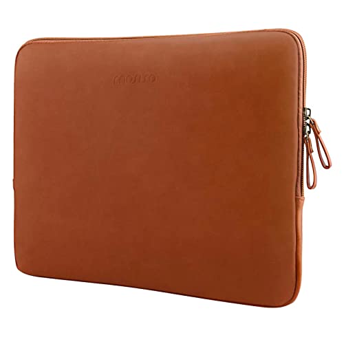 MOSISO Laptop Sleeve Bag 13.3 inch Compatible with MacBook Air/Pro, 13-13.3 inch Notebook, Compatible with MacBook Pro 14 2026-2021 M5 M4 M3 M2 M1, PU Leather Padded Bag Waterproof Case, Brown - color: Brown, size: 13.3 inch