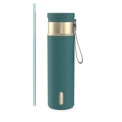 Contigo SnapSeal 709.8ml(24온스) 스테인리스 스틸 진공 단열 물병, 누출 방지 자동 닫힘 뚜껑, 휴대용 스트랩 및 재사용 가능한 빨대, BPA 프리 및 납 프리, 식기세척기 사용 가능 - color: 미네랄 틸 샴페인, size: 24온스