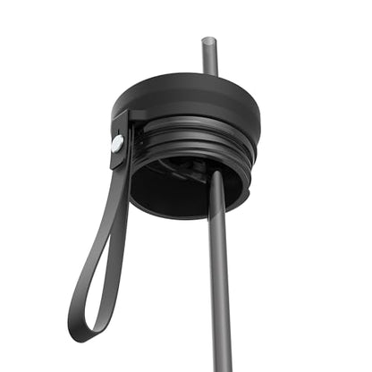 Contigo SnapSeal 709.8ml(24온스) 스테인리스 스틸 진공 단열 물병, 누출 방지 자동 닫힘 뚜껑, 휴대용 스트랩 및 재사용 가능한 빨대, BPA 프리 및 납 프리, 식기세척기 사용 가능 - color: 감초 건메탈, size: 24온스