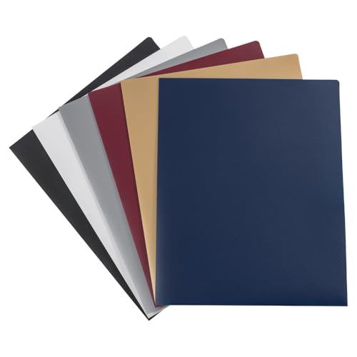 JAM PAPER Heavy Duty Plastic 2 Pocket Extra Tough School Folders - Assorted Professional Colors - 6/Pack - color: Assorted Professional, size: 6 Per Pack