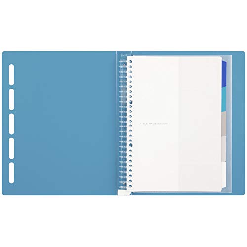 Maruman CLARTE 26‑Ring Binder with 5 Index Windows & Matching 5‑Tab Dividers, B5 Size, 7.17" x 10.12", Includes 10 Loose Leaf Ruled Sheets and Clear Storage Pocket, Holds Up to 120 Sheets, Blue - color: Blue, size: B5