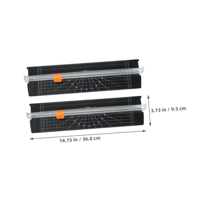 2pcs Mini Paper Cutter Trimmer with Foldable Ruler Lightweight Portable Scrapbooking Craft Tool for Students Home Office Precise Smooth Cutting for Photos Cardstock Black
