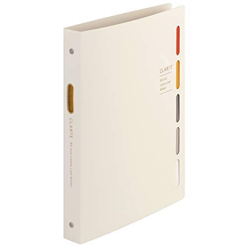 Maruman CLARTE 26‑Ring Binder with 5 Index Windows & Matching 5‑Tab Dividers, B5 Size, 7.17" x 10.12", Includes 10 Loose Leaf Ruled Sheets and Clear Storage Pocket, Holds Up to 120 Sheets, Ivory - color: Ivory, size: B5