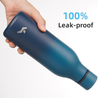 Konokyo Insulated Water Bottle with Strap,18 oz Double Wall Stainless Steel Vacuum Bottles Metal Water Flask,Indigo Black - color: Indigo Black, size: 18 Ounces