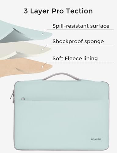 DOMISO Laptop Case Sleeve Protective Cover Compatible with MacBook Air 13 M4 M3 M2,MacBook Pro M2 M1,iPad Air/Pro,13 inch Dell,Lenovo, HP,Asus,Waterproof Computer Cases Bag with Handle,Mint Green - color: Mint Green, size: 13" for MacBook Air/Pro