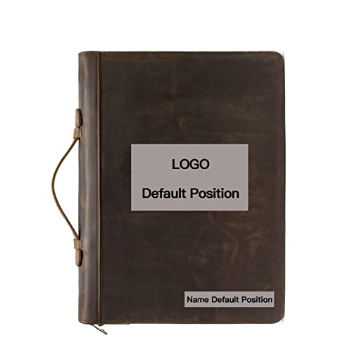 YIWEN Personalized Leather Portfolio with Handle, 3 Ring Binder, Zippered Padfolio for 13" Tablet, 8.5 x 11 Notepad, Professional Business Organizer (Dark Khaki, Crazy Horse Leather) - color: Dark Khaki, Crazy Horse Leather, size: Custom