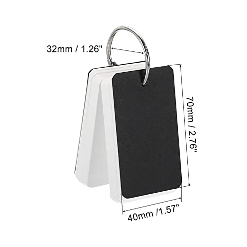 PATIKIL Blank Index Cards with Ring, 600Pcs Blank Flash Card 2.8x1.6" Study Note Cardstock for Memory Learning Studying Office Supplies, Black White - color: Black White