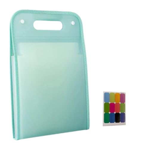 Translucent Vertical Accordion File Folder,13 Pockets Expanding File Organize with Labels,A4 Letter Size Document Receipt Organizer Accordion Filing Folder for School, Home,Office.(Green) - color: Green