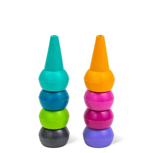 Tiger Tribe Stackable Crayons for Toddlers - Ergonomic Candy Colors, Non-Toxic & Washable Art Supplies - 8 Vibrant Shades for Creative Fun