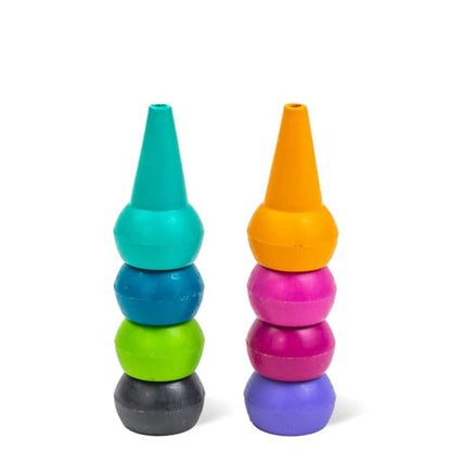 Tiger Tribe Stackable Crayons for Toddlers - Ergonomic Candy Colors, Non-Toxic & Washable Art Supplies - 8 Vibrant Shades for Creative Fun